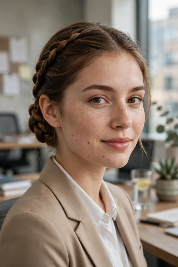 16 Work Hairstyle Ideas, Chosen for the Job You Actually Do 6 work 05 low french braid tucked