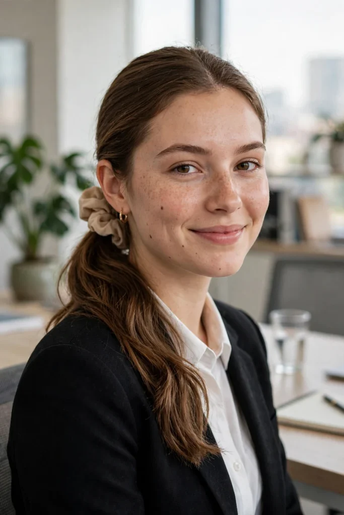 16 Work Hairstyle Ideas, Chosen for the Job You Actually Do 8 work 07 classic low ponytail scrunchie