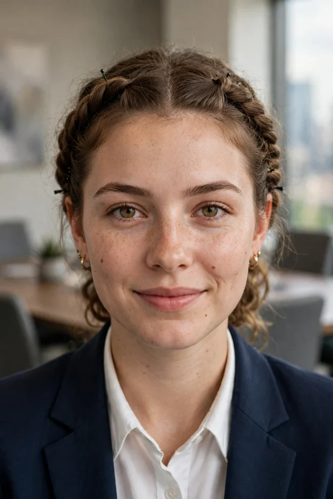 16 Work Hairstyle Ideas, Chosen for the Job You Actually Do 9 work 08 front twists pinned back