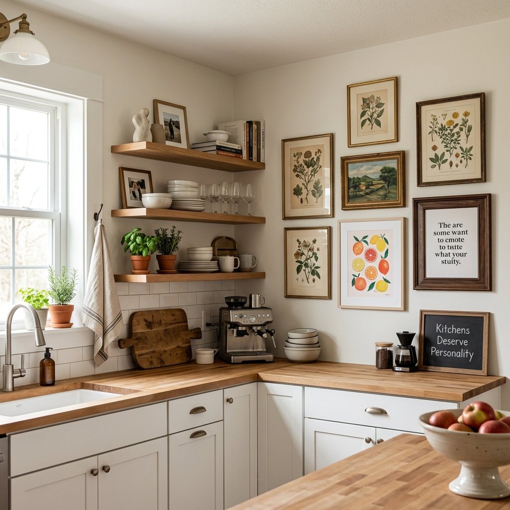 16 Kitchen Decor Ideas That Instantly Make Your Space Look Expensive (Without the Full Remodel Drama) 11 Add Art Because Kitchens Deserve Personality