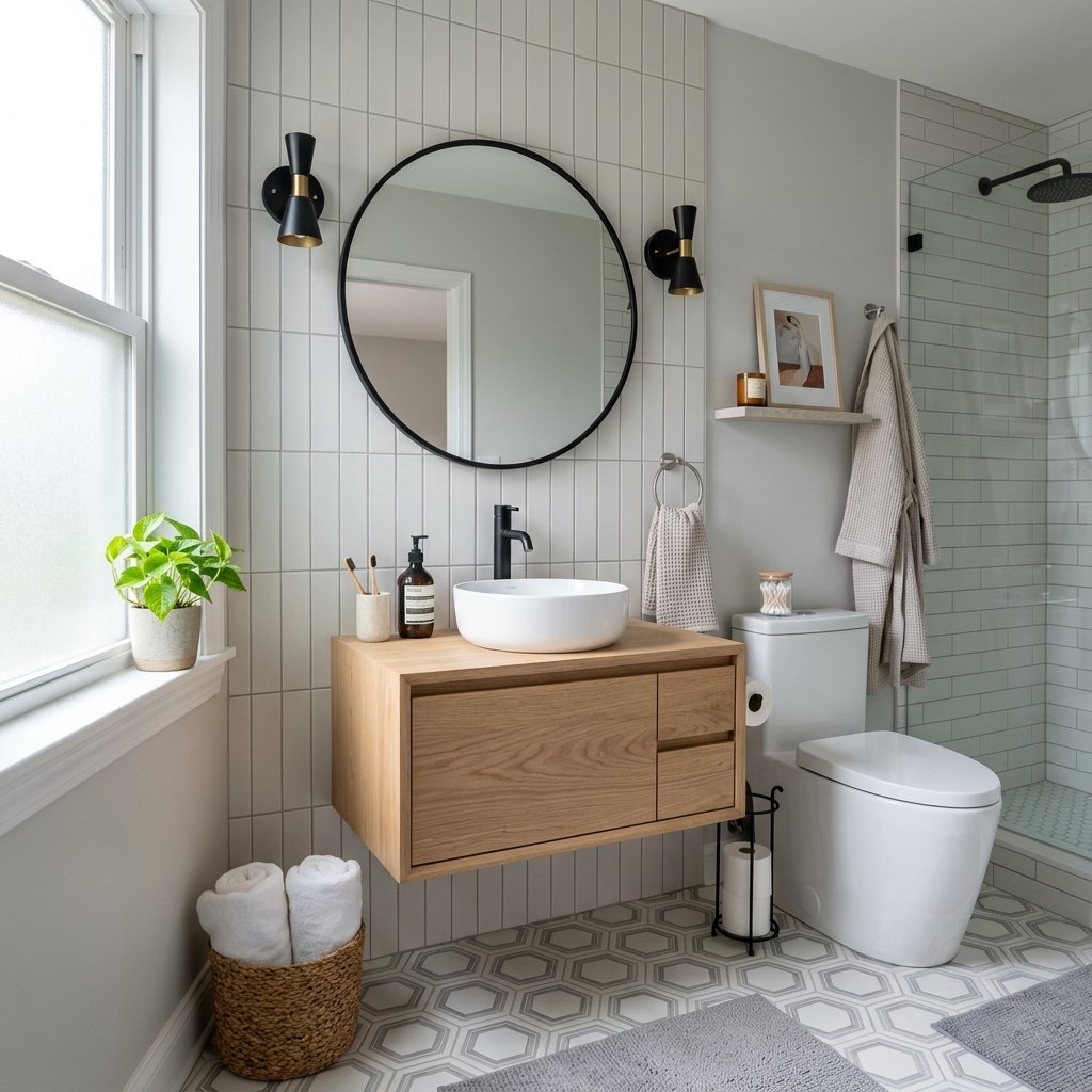 17 Tiny Bathroom Ideas That Make Small Spaces Look Seriously Expensive 3 Add a Floating Vanity