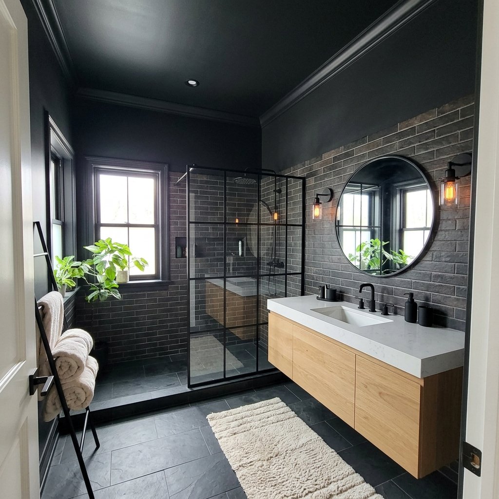 17 Black Bathroom Ideas That Look Expensive Without Trying Too Hard 9 Black Ceiling for Unexpected Style