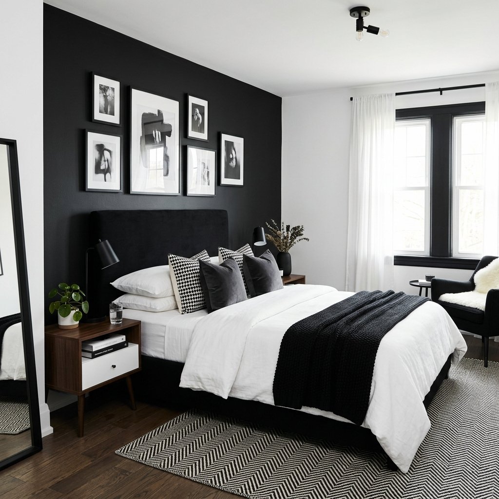 17 Bedroom Design Ideas So Good You’ll Want to Redecorate Tonight 13 Black and White Bedroom Contrast