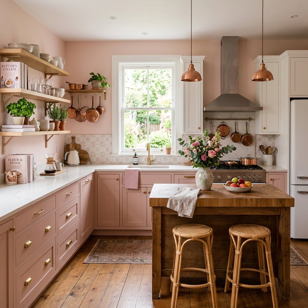 15 Kitchen Color Ideas That Are So Chic, You’ll Want to Repaint Everything This Weekend 11 Blush Pink for Unexpected Charm