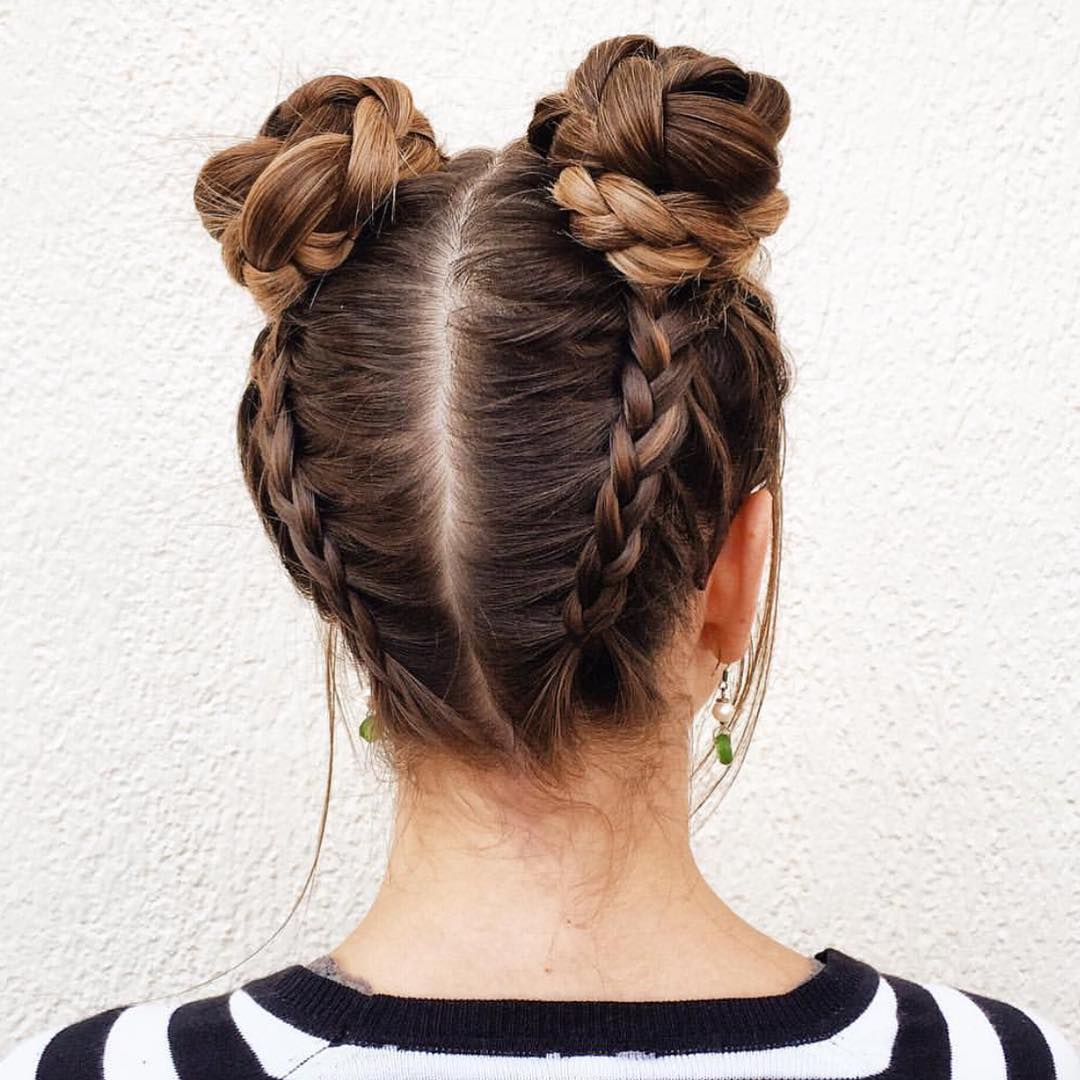 17 Curly Braided Hairstyles That Will Instantly Upgrade Your Look (Yes, Even on Lazy Hair Days) 9 Braided Space Buns
