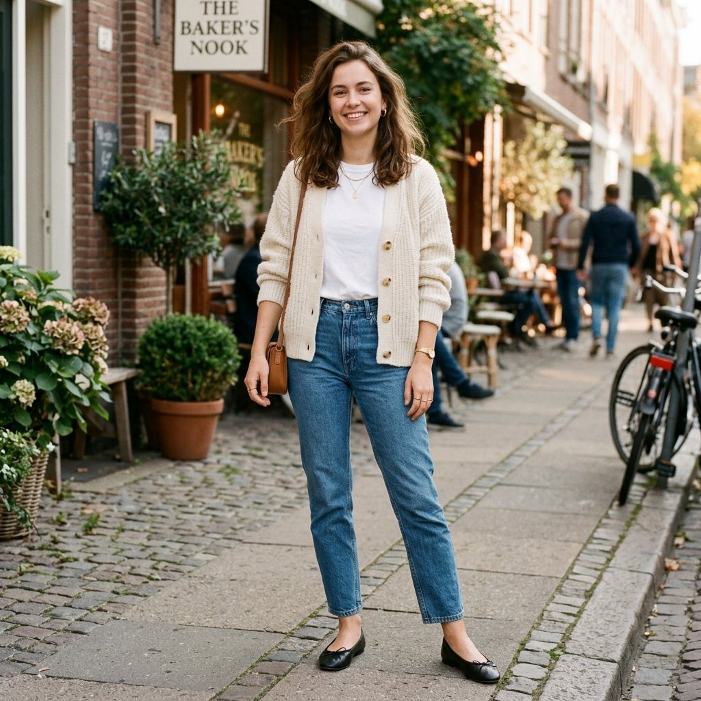 15 Cute Outfit Ideas That Make You Look Effortlessly Stylish (Without Trying Too Hard) 16 Cardigan Straight Leg Jeans Ballet Flats