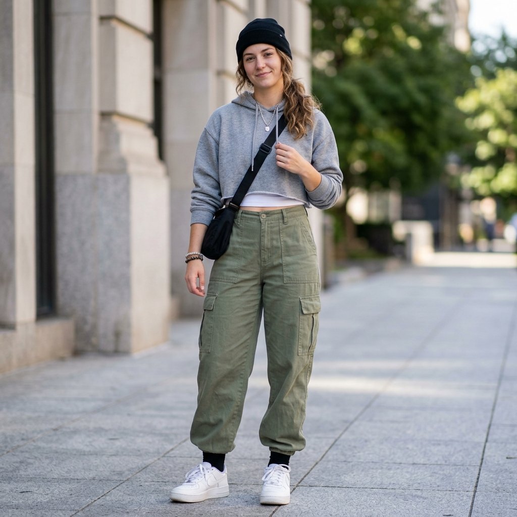 15 Cute Outfit Ideas That Make You Look Effortlessly Stylish (Without Trying Too Hard) 10 Cargo Pants Cropped Hoodie