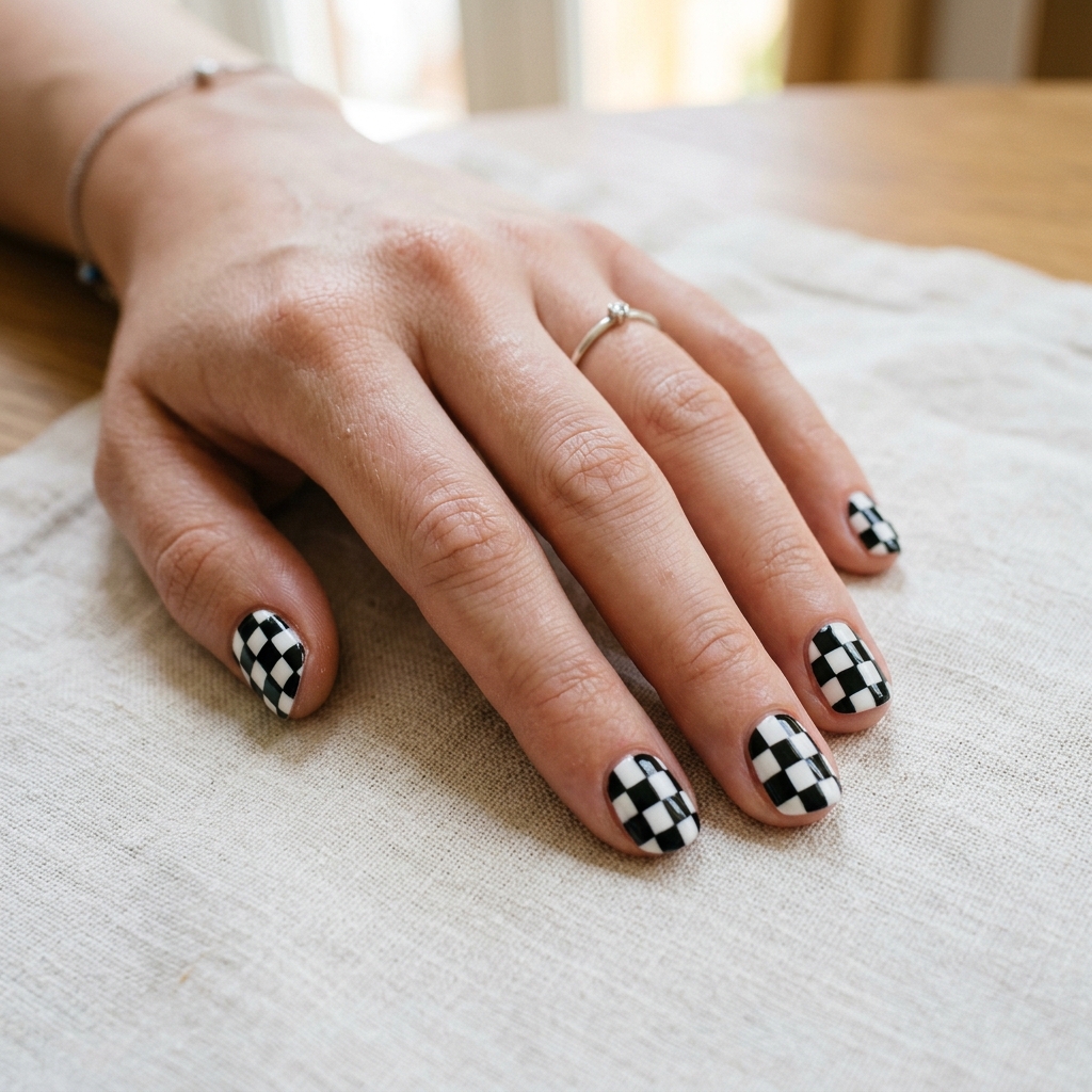 16 Aesthetic Summer Nails That Will Instantly Upgrade Your Vibe (Hot Girl Hands Only) 13 Checkerboard Nails