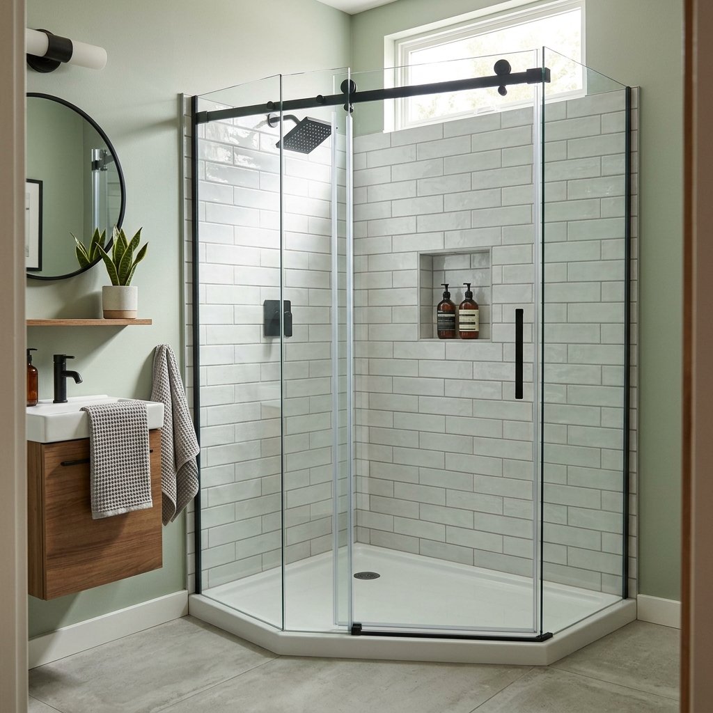 17 Tiny Bathroom Ideas That Make Small Spaces Look Seriously Expensive 7 Choose a Glass Shower Door 1
