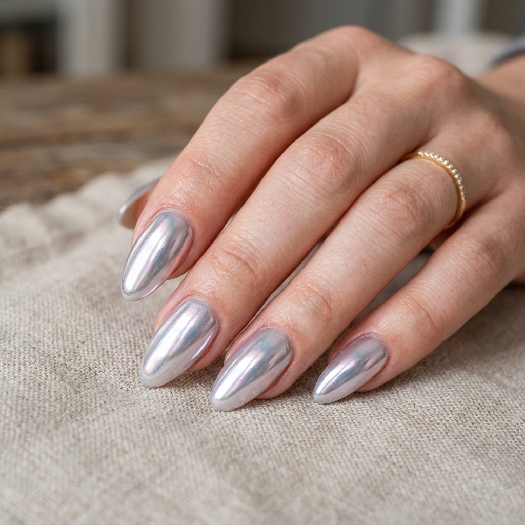 16 Summer Acrylic Nails That Will Instantly Upgrade Your Vibe (Hot Girl Nails Only ) 5 Chrome Glazed Nails