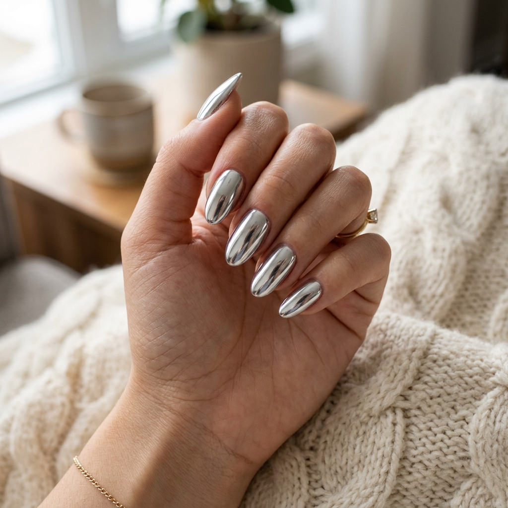 16 Aesthetic Summer Nails That Will Instantly Upgrade Your Vibe (Hot Girl Hands Only) 7 Chrome Mirror Nails