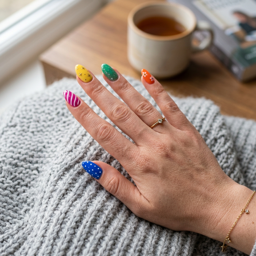 17 Beach Summer Nails That Will Make Your Vacation Photos Instantly Hotter 13 Colorful Mismatched Nails
