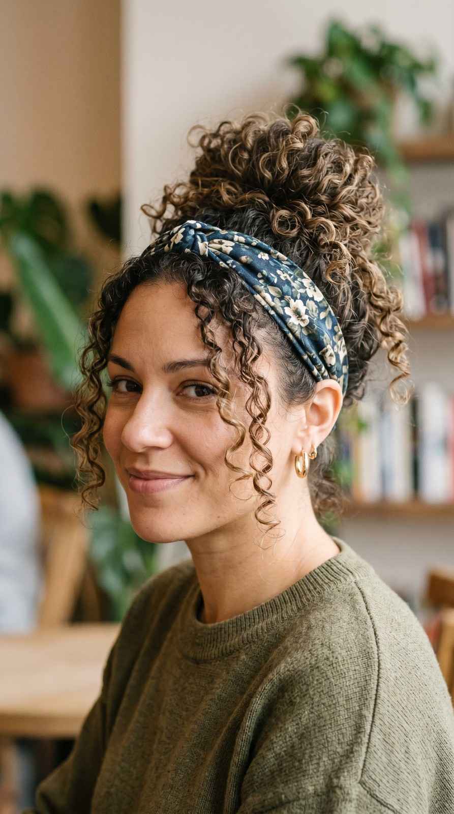 15 Curly Bun Hairstyles That Instantly Upgrade Your Look (No Effort, All Style) 10 Curly Bun with Headband