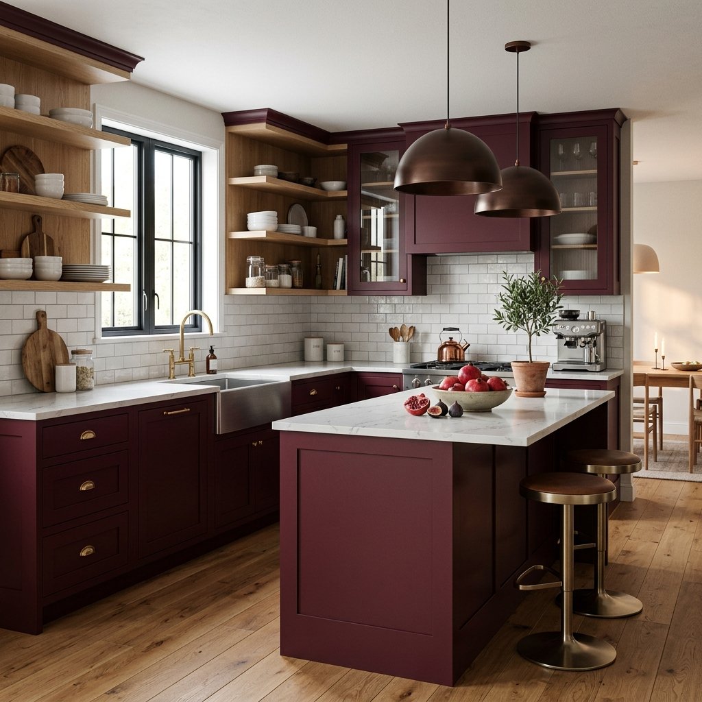 15 Kitchen Color Ideas That Are So Chic, You’ll Want to Repaint Everything This Weekend 15 Deep Burgundy Sophistication