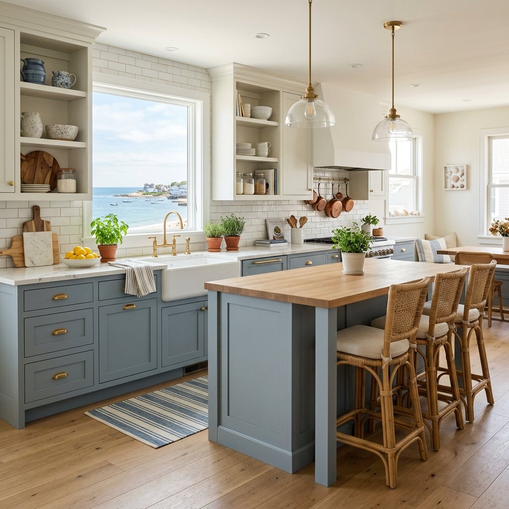 15 Kitchen Color Ideas That Are So Chic, You’ll Want to Repaint Everything This Weekend 7 Dusty Blue Coastal Vibes