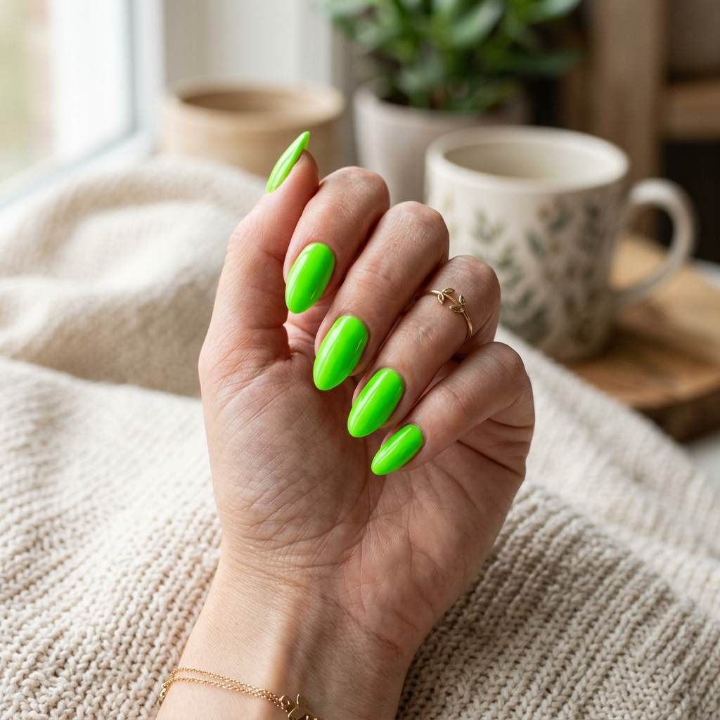 16 Neon Summer Nails That Are Basically Sunshine in Mani Form (Warning: You’ll Want Them All) 2 Electric Lime Green Nails