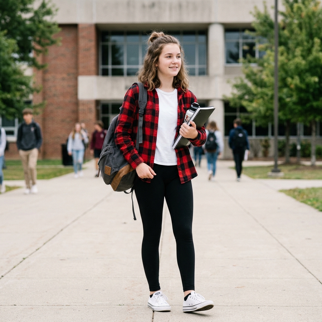 17 School Outfit Ideas So Good You’ll Actually Want to Wake Up Early for Class 10 Flannel Black Leggings