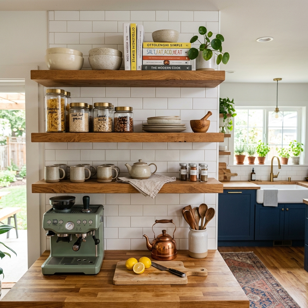 16 Kitchen Storage Ideas That Will Make Your Tiny Kitchen Feel Weirdly Expensive 2 Floating Shelves That Actually Look Chic