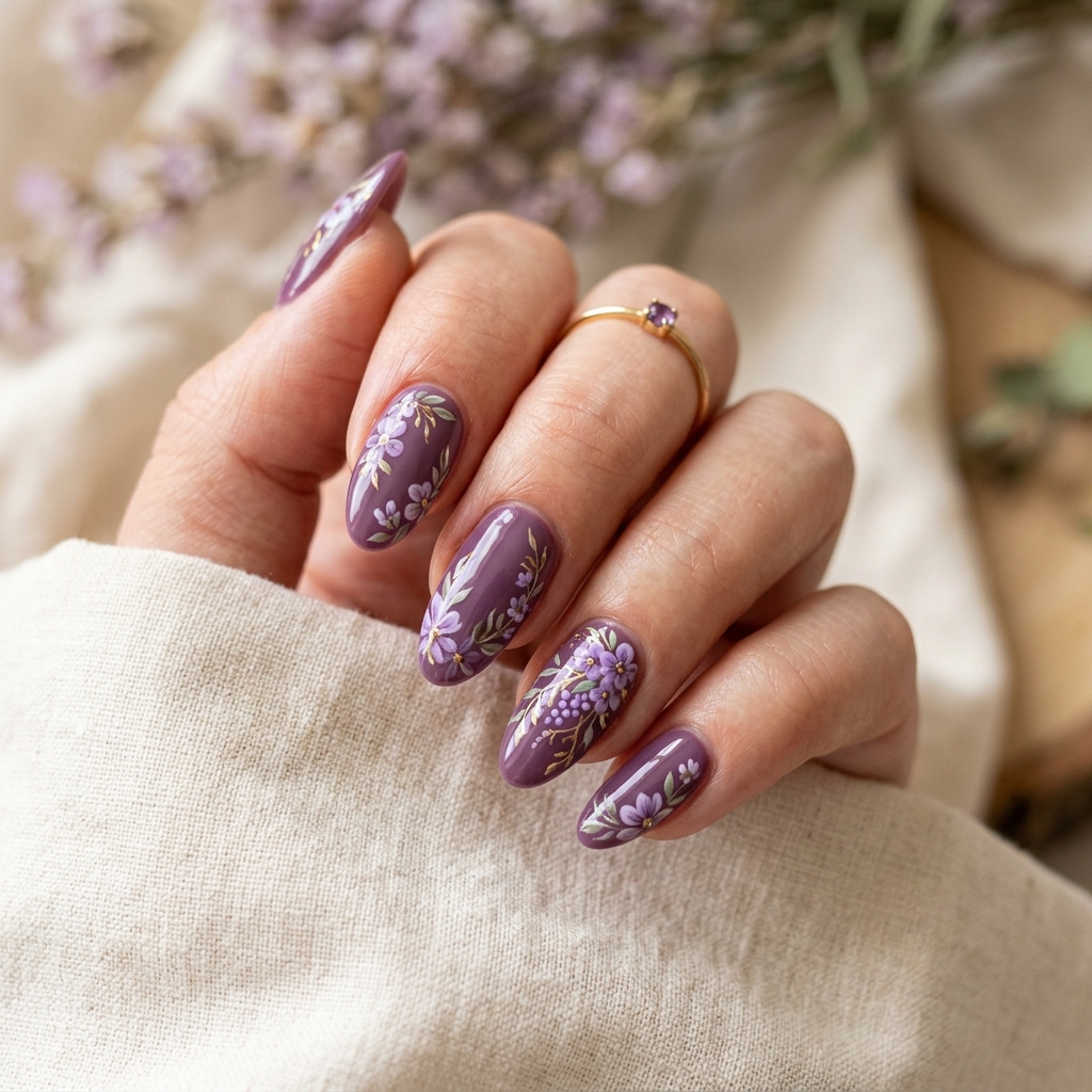 16 Purple Summer Nails Ideas That Are Giving Main Character Energy All Season 11 Floral Purple Nails