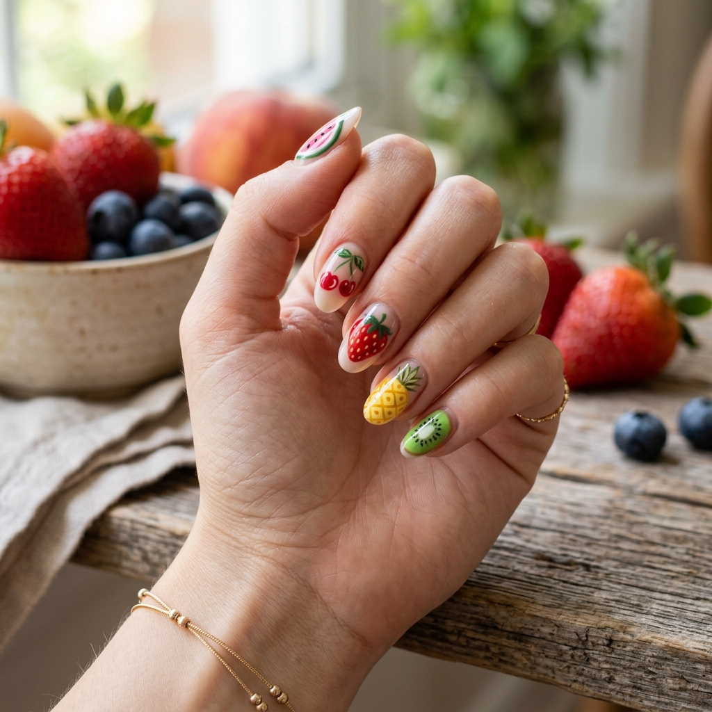 16 Aesthetic Summer Nails That Will Instantly Upgrade Your Vibe (Hot Girl Hands Only) 5 Fruit-Inspired Nails