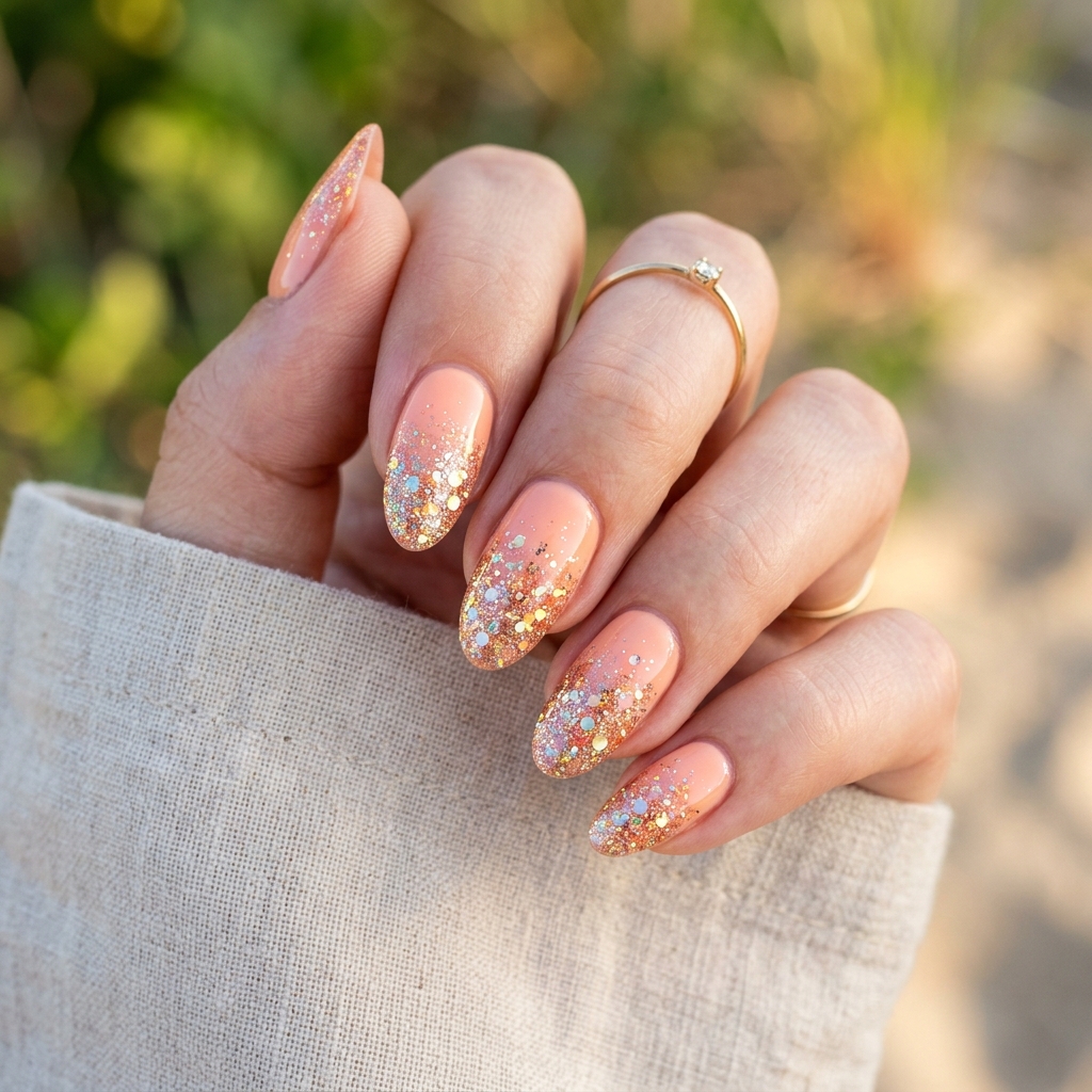 17 Summer Ombre Nails That Are Giving Main Character Energy All Season 14 Glitter Ombre Nails
