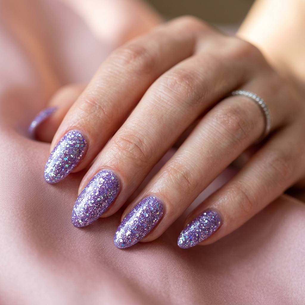 16 Purple Summer Nails Ideas That Are Giving Main Character Energy All Season 9 Glittery Lavender Sparkle