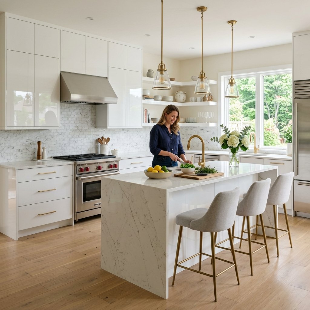 17 White Kitchen Ideas That Look Expensive Without Trying Too Hard 7 Glossy White Cabinets For A Luxe Feel
