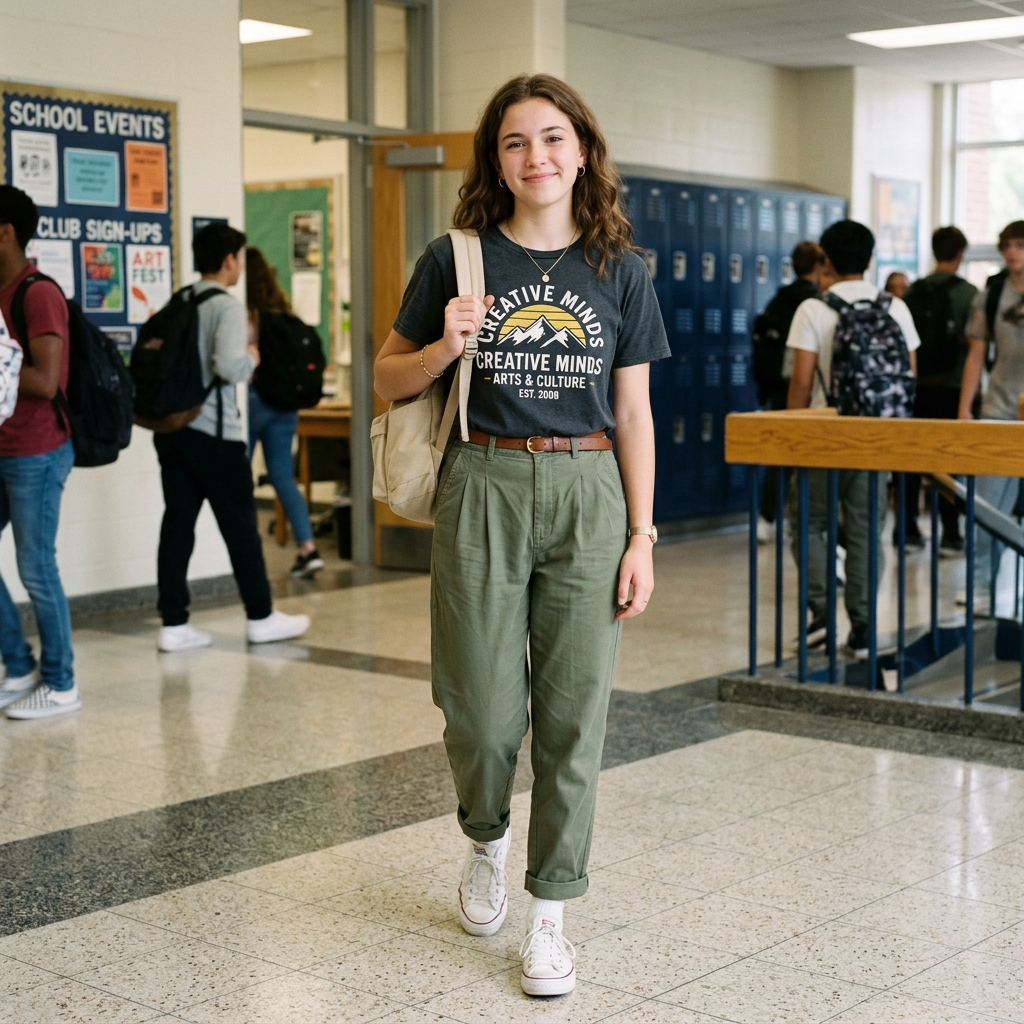 17 School Outfit Ideas So Good You’ll Actually Want to Wake Up Early for Class 9 Graphic Tee Pleated Pants