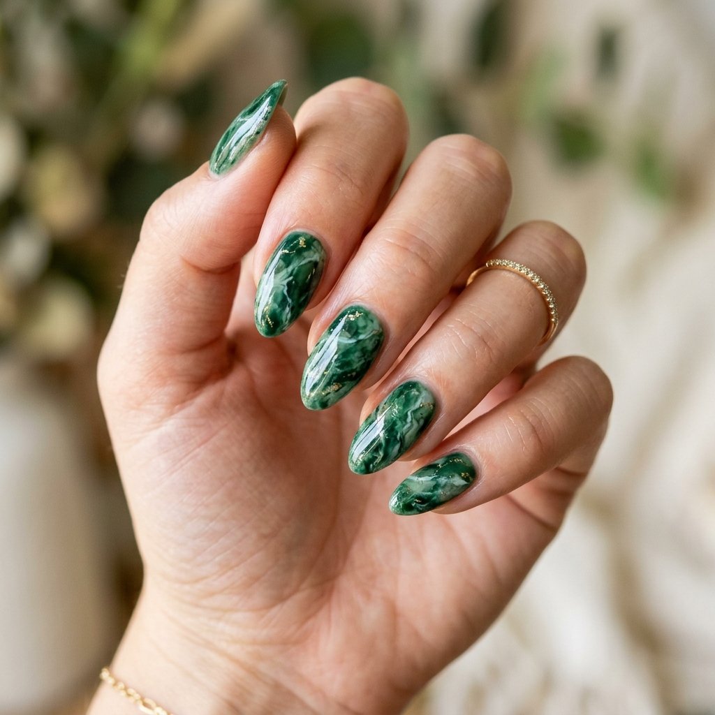 16 Green Summer Nails That Will Make You Cancel Your Nude Phase Immediately 13 Green Marble Nails