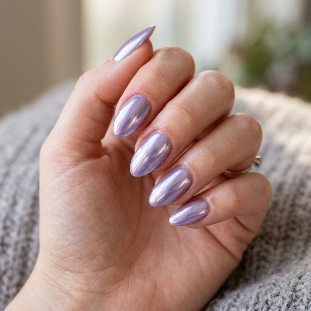 17 Chrome Summer Nails That Will Make Your Hands the Main Character This Season 10 Lavender Chrome Dream