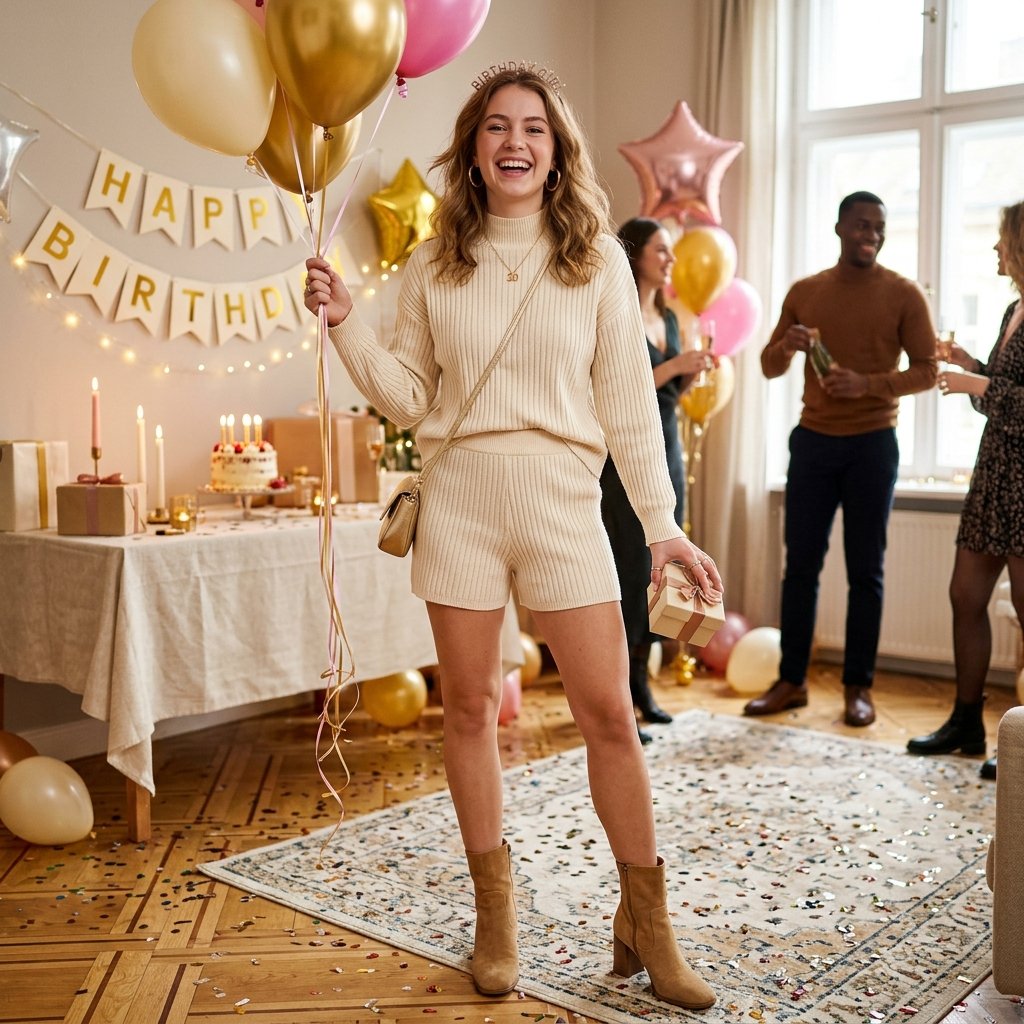17 Birthday Outfit Ideas for Women That’ll Make You Feel Like That Girl All Day 8 Matching Knit Set Heeled Boots