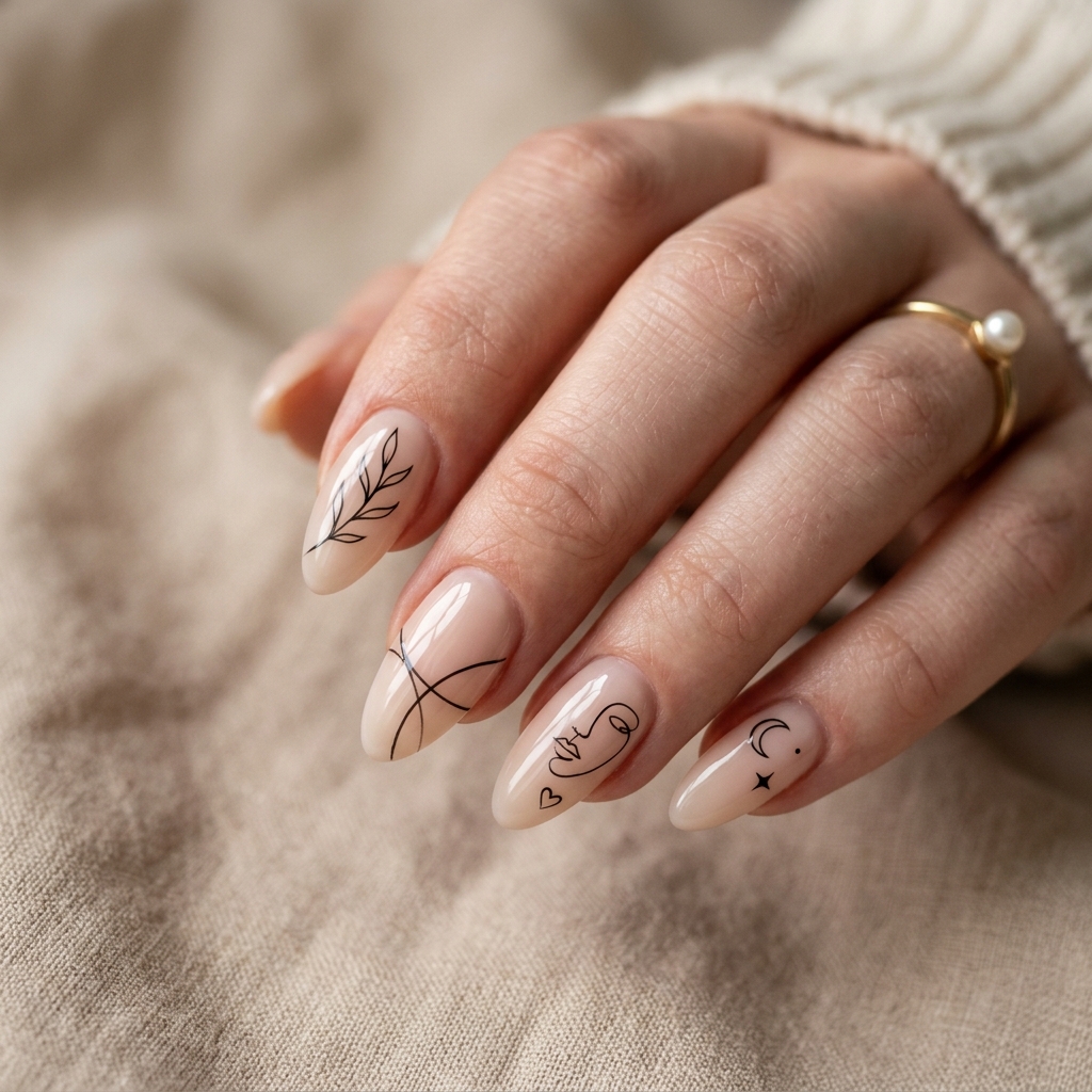 16 Summer Acrylic Nails That Will Instantly Upgrade Your Vibe (Hot Girl Nails Only ) 8 Minimal Line Art Nails