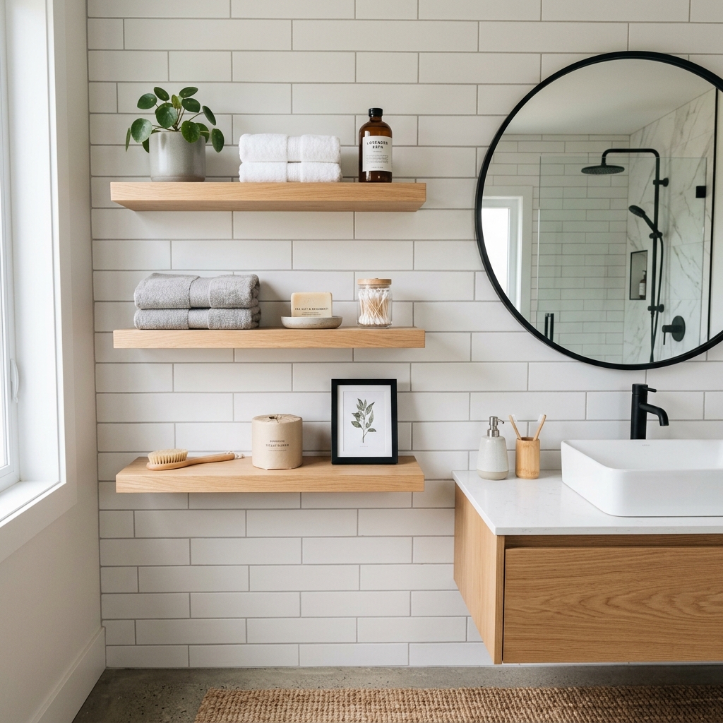 16 Modern Bathroom Ideas That Look Straight Out of a Luxury Spa (Without the Luxury Price Tag) 10 Minimalist Open Shelving