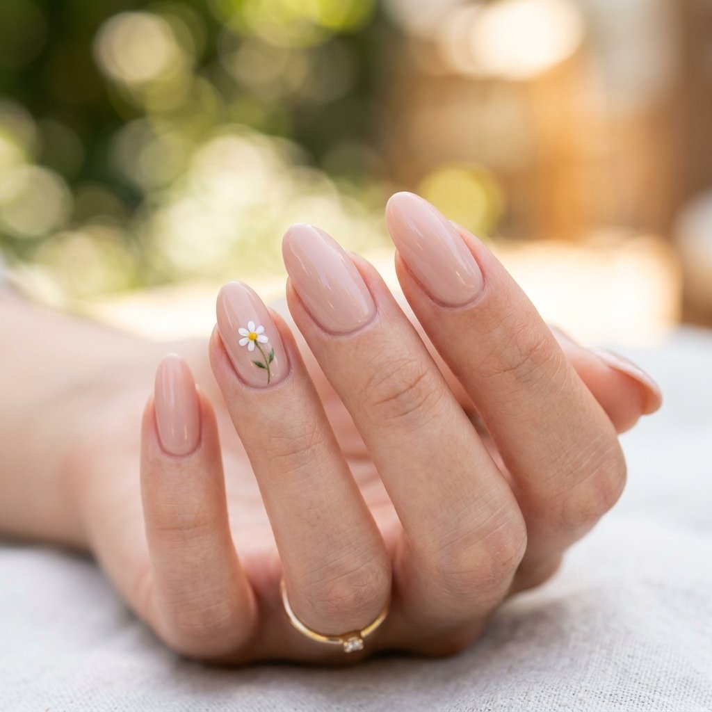 18 Flower Summer Nail Ideas That’ll Make Your Hands the Main Character This Season 6 Minimalist Single Flower Accent