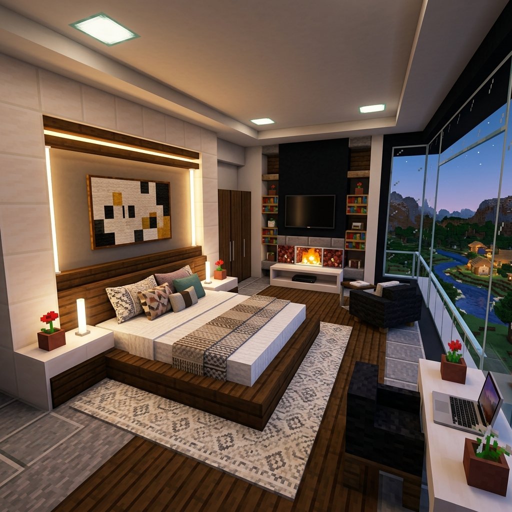 17 Minecraft Bedroom Ideas That Are Seriously Cooler Than Your Last Build 3 Modern Luxury Bedroom