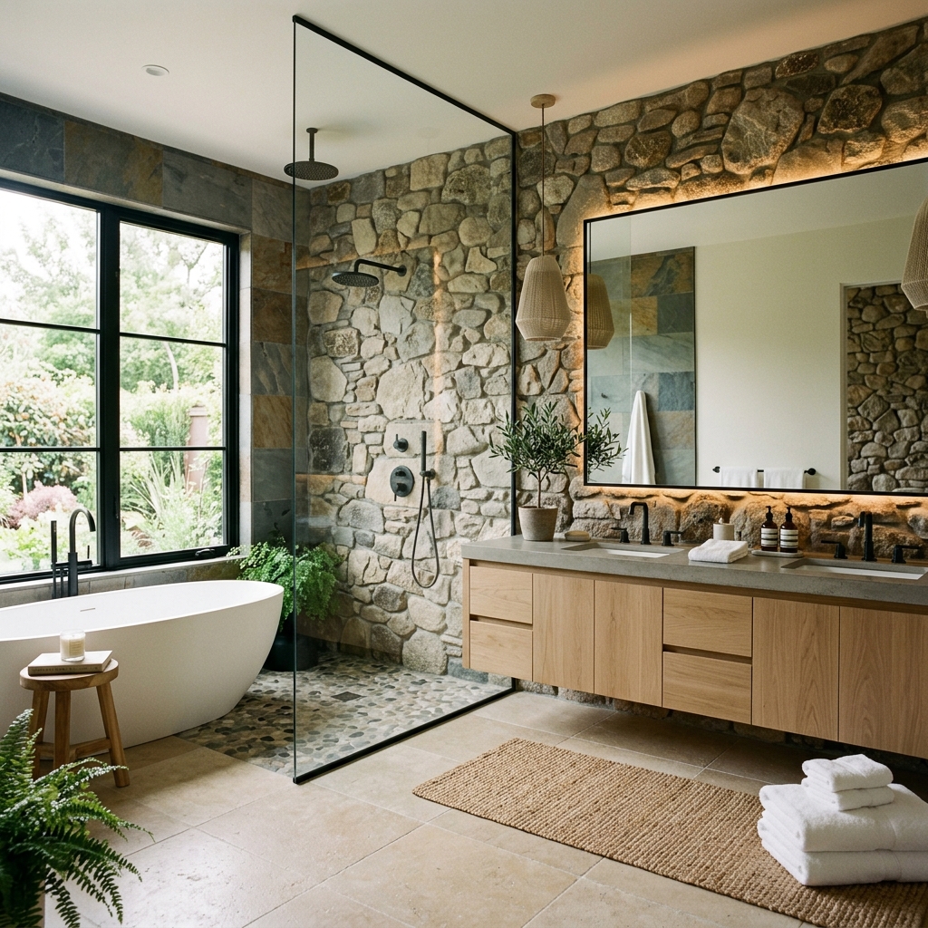 16 Modern Bathroom Ideas That Look Straight Out of a Luxury Spa (Without the Luxury Price Tag) 9 Natural Stone Accents for Organic