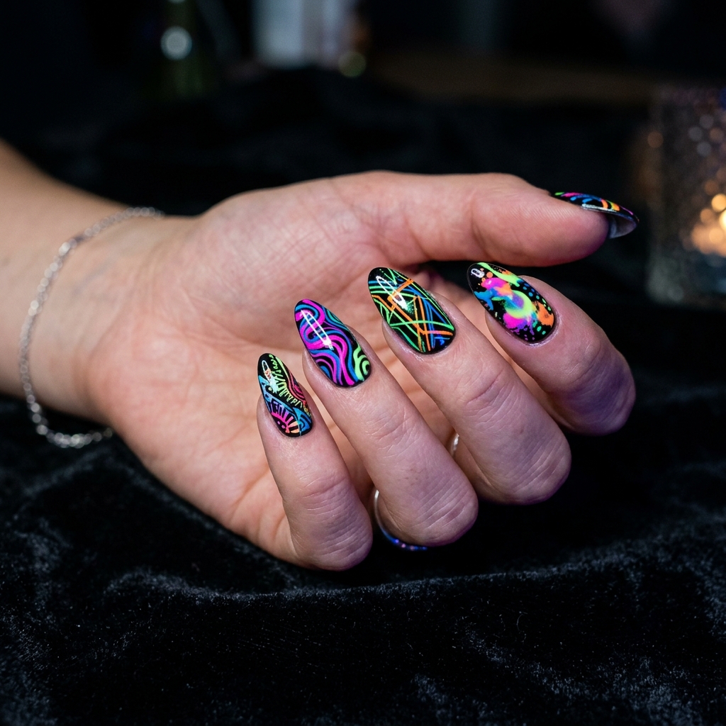 16 Neon Summer Nails That Are Basically Sunshine in Mani Form (Warning: You’ll Want Them All) 14 Neon Abstract Art Nails