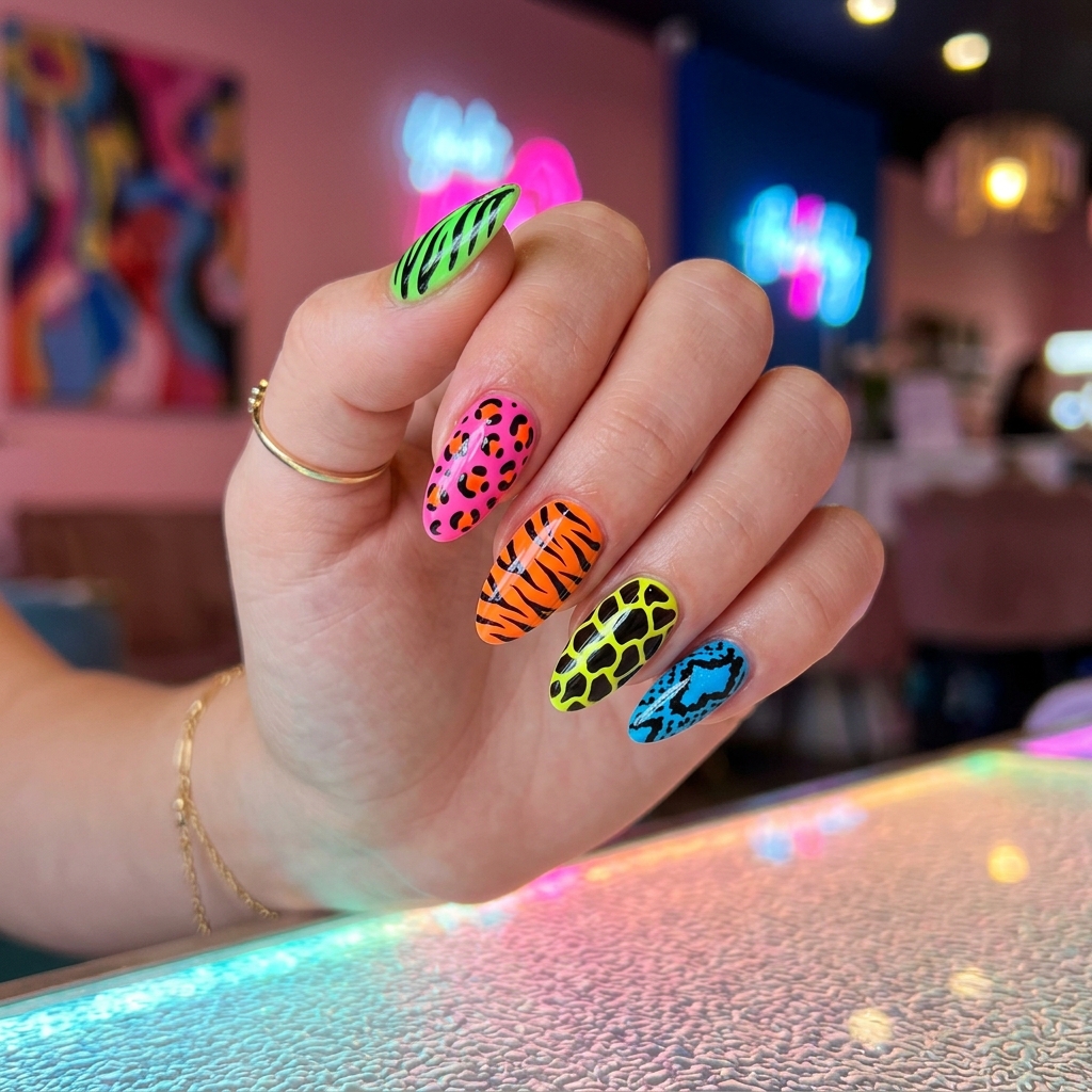 16 Neon Summer Nails That Are Basically Sunshine in Mani Form (Warning: You’ll Want Them All) 8 Neon Animal Print