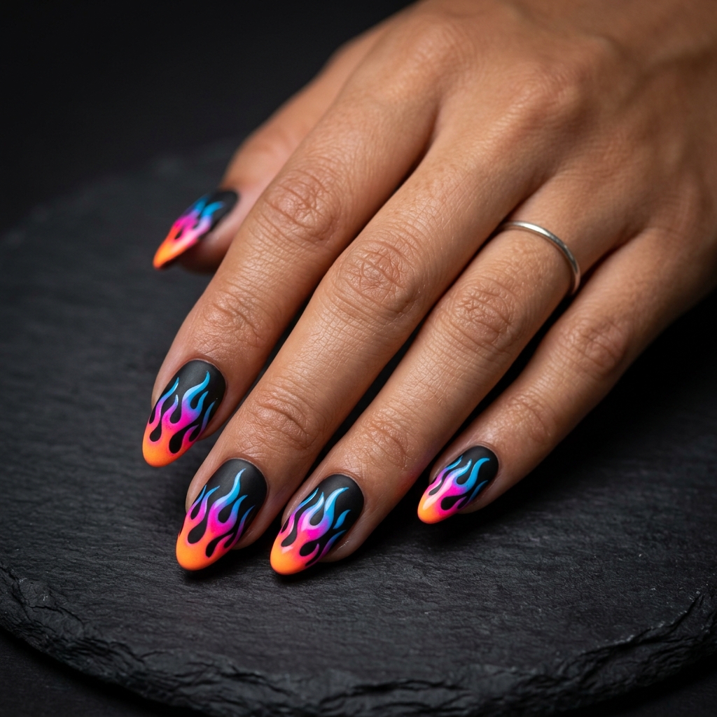16 Neon Summer Nails That Are Basically Sunshine in Mani Form (Warning: You’ll Want Them All) 11 Neon Flame Nails