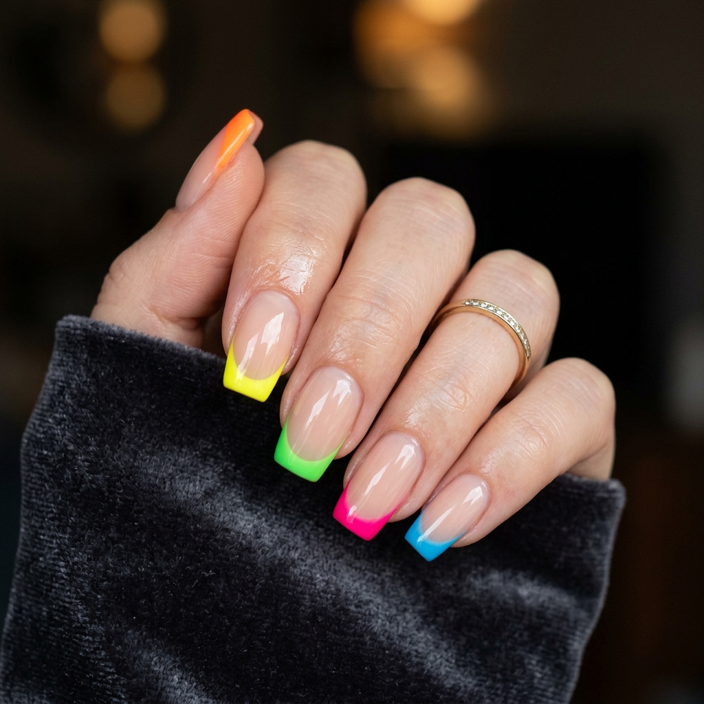 16 Neon Summer Nails That Are Basically Sunshine in Mani Form (Warning: You’ll Want Them All) 4 Neon French Tips 2