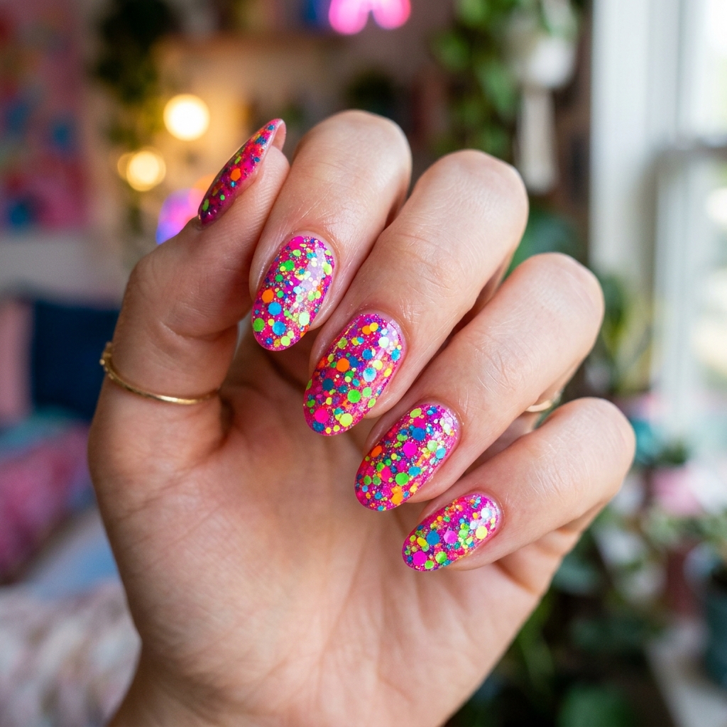 16 Neon Summer Nails That Are Basically Sunshine in Mani Form (Warning: You’ll Want Them All) 12 Neon Glitter Bomb