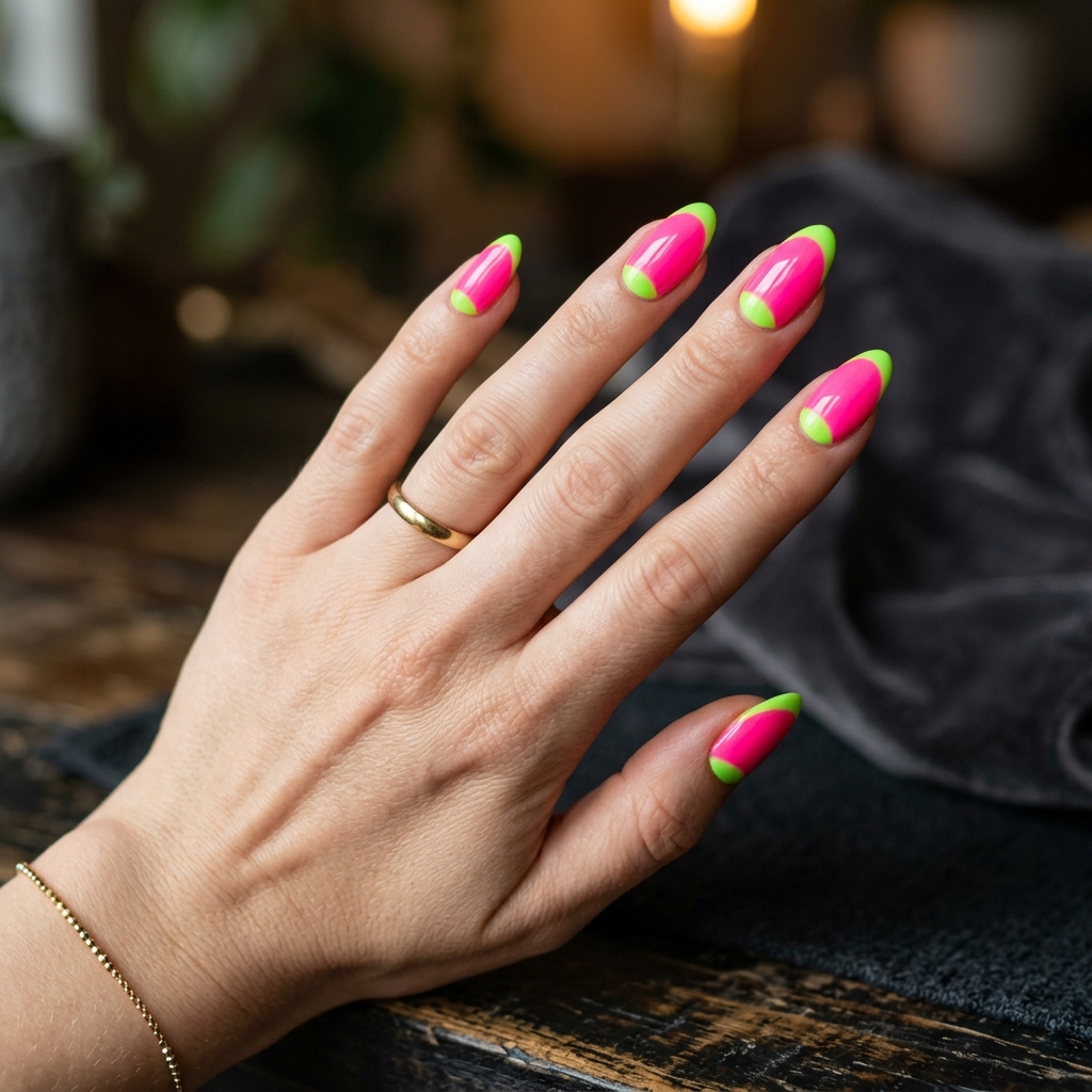 16 Neon Summer Nails That Are Basically Sunshine in Mani Form (Warning: You’ll Want Them All) 13 Neon Half Moon Nails