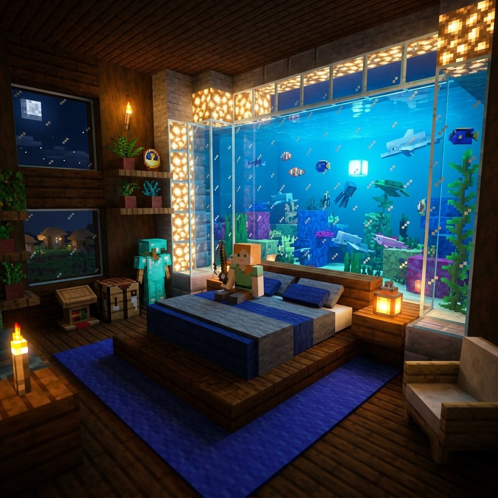 17 Minecraft Bedroom Ideas That Are Seriously Cooler Than Your Last Build 13 Ocean Aquarium Bedroom