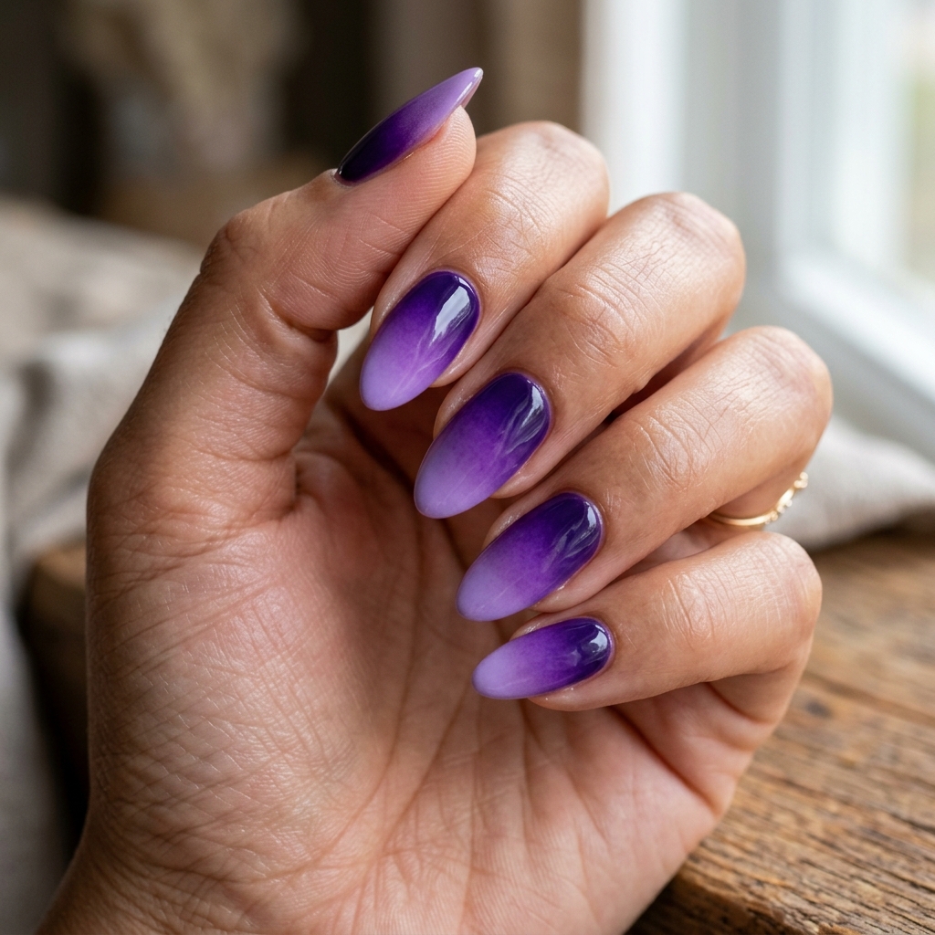 16 Purple Summer Nails Ideas That Are Giving Main Character Energy All Season 5 Ombre Purple Fade