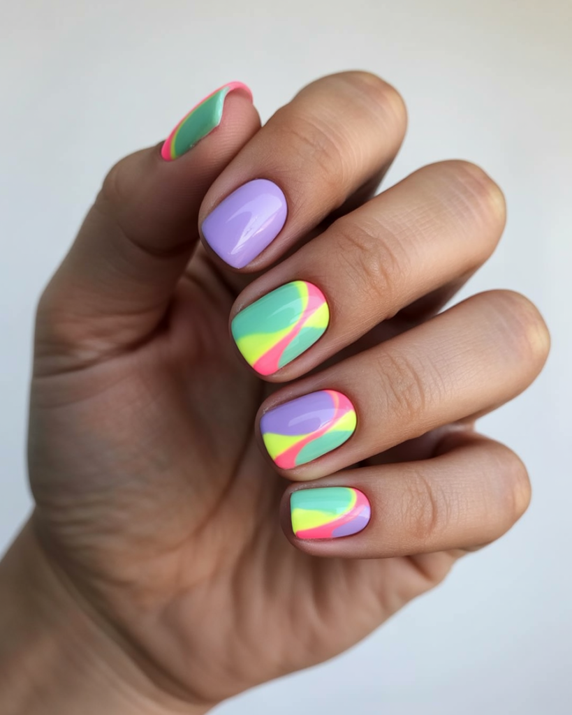 15 Summer Nails Bright Colors That Are Basically Sunshine for Your Hands 10 Pastel Meets Neon Combo