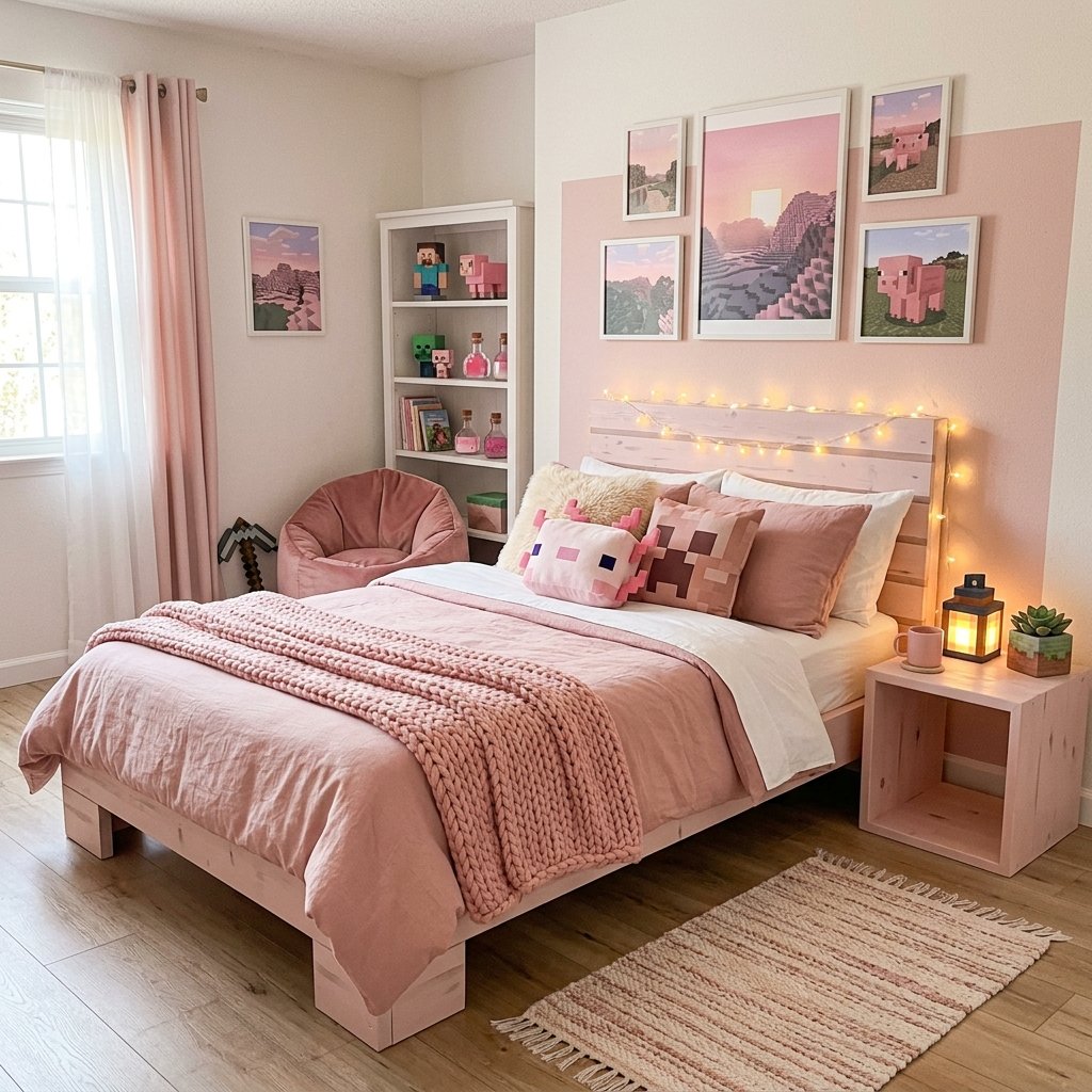 17 Minecraft Bedroom Ideas That Are Seriously Cooler Than Your Last Build 5 Pink Aesthetic Bedroom