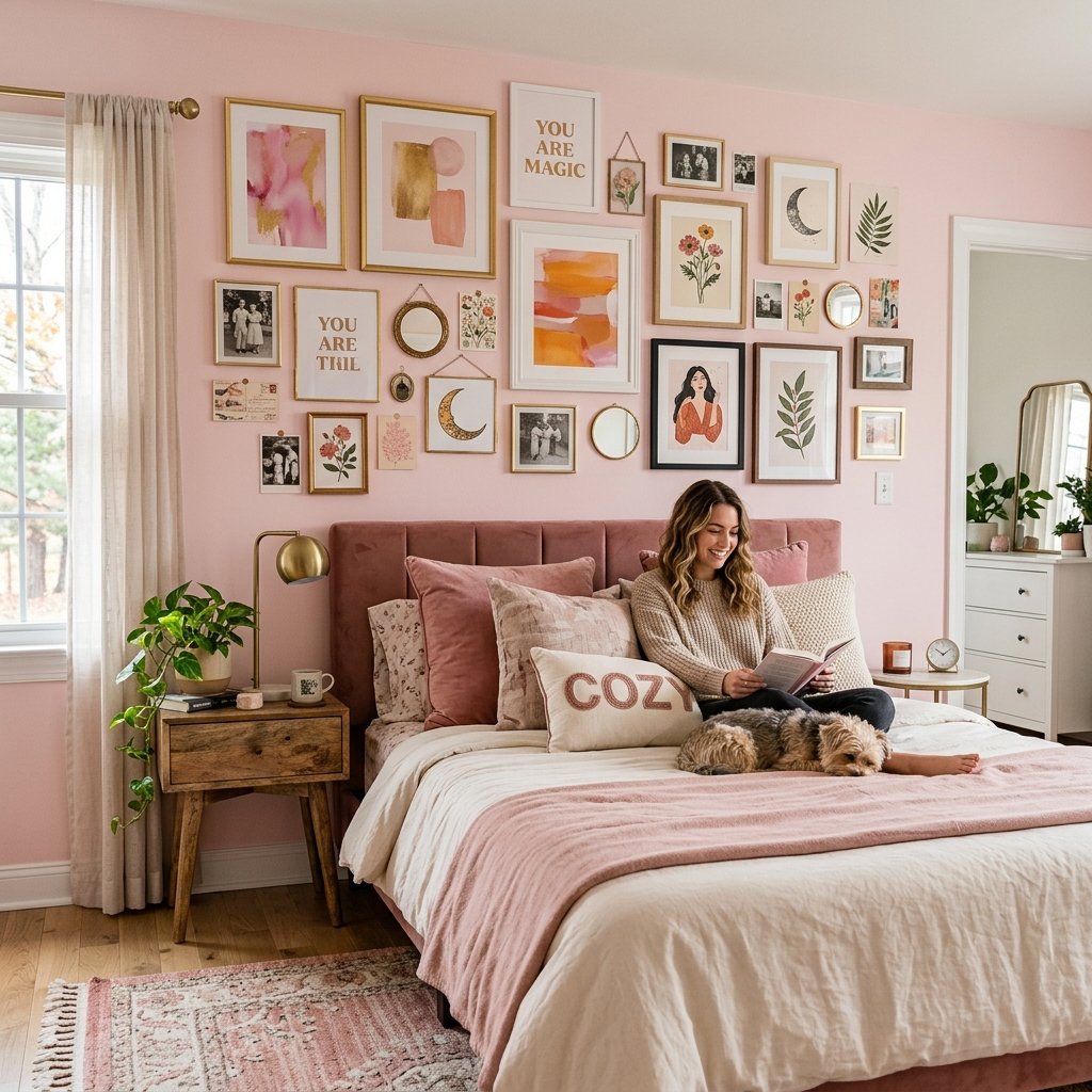 18 Pink Bedroom Ideas That Are Giving Main-Character Energy in 2026 15 Pink Gallery Wall for Personality