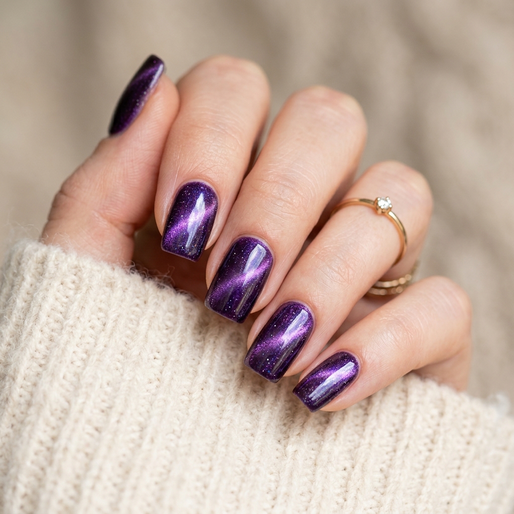 16 Purple Summer Nails Ideas That Are Giving Main Character Energy All Season 16 Purple Cat Eye Nails