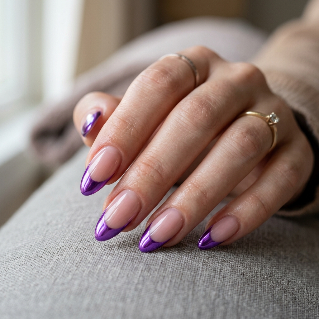 16 Purple Summer Nails Ideas That Are Giving Main Character Energy All Season 14 Purple Chrome French Tips
