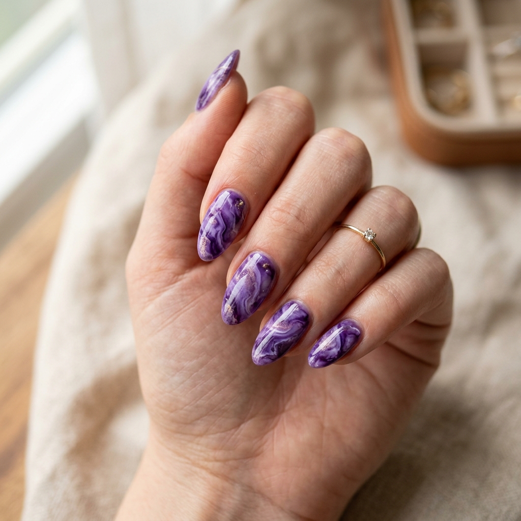 16 Purple Summer Nails Ideas That Are Giving Main Character Energy All Season 8 Purple Marble Nails